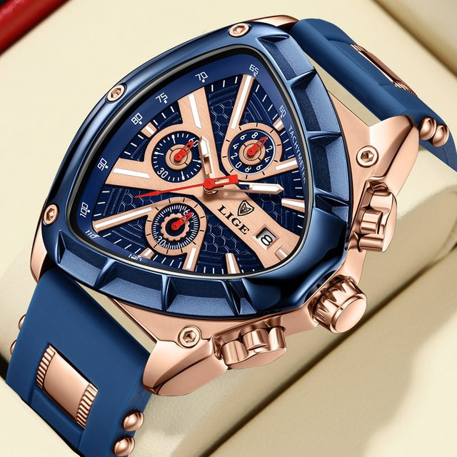 LIGE Armbanduhr Quarz, Kautschukband, Blau, Herren - Bild 1