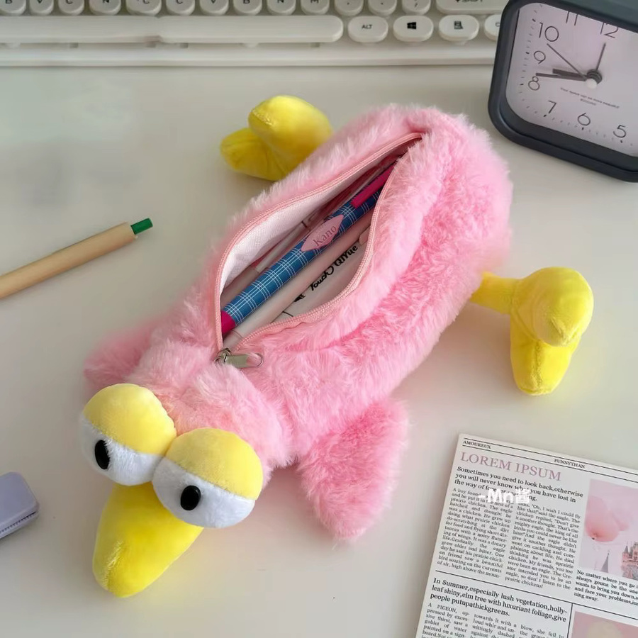 Cartoon-Stifttasche Redbreast in Pink mit großem Fassungsvermögen als Textil-Schreibwaren-Tasche für Studenten - Bild 1