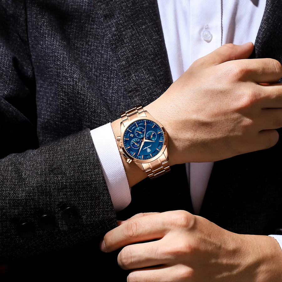 POEDAGAR Armbanduhr Chronograph, Edelstahl, Quarz, Herren - Bild 2