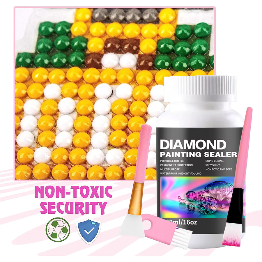Diamant-Malerei-Versiegelungs-Set mit 3 Pinseln und Puzzle-Kleber für Erwachsene, 480 ml - Bild 3
