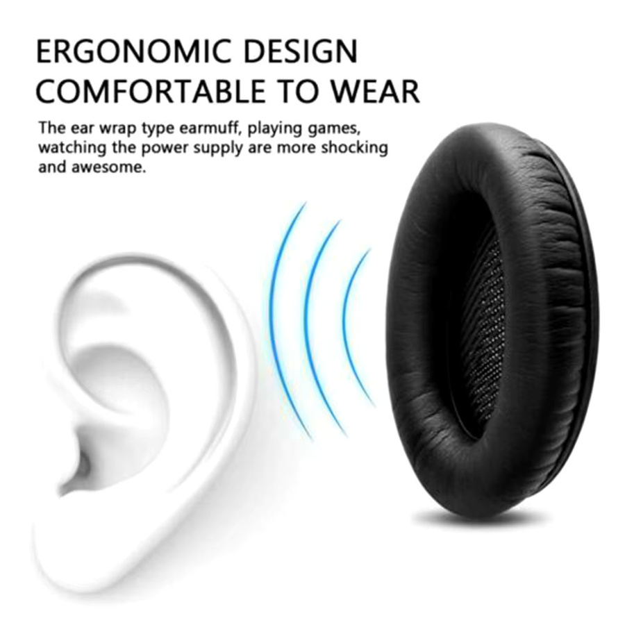Bose Ersatz-Ohrpolster und Kopfband Set in Schwarz für QuietComfort QC 15, QC 25, QC 35, AE2, AE2i, AE2w - Bild 4