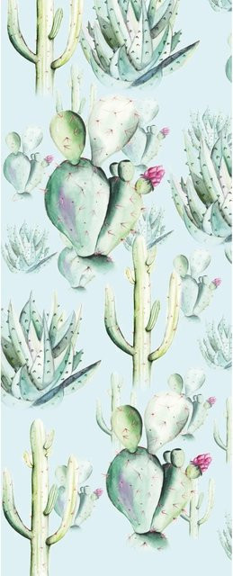 Komar Fototapete Vlies Cactus Blue, Breite: 100 cm, Höhe: 250 cm - Bild 1