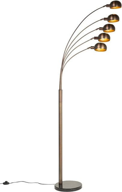 QAZQA Design Stehlampe Sixties Marmo in Dunkelbronze und Gold mit 5 Lichtern aus Stahl und Stein, dimmbar - Bild 1