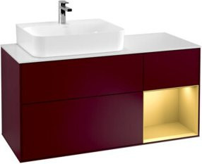 V&B Waschtischunterschrank Finion mit Wandbeleuchtung, Farbe Weiß glänzend, Breite: 120 cm, Höhe: 50,1 cm, Tiefe: 50,1 cm - Bild 1