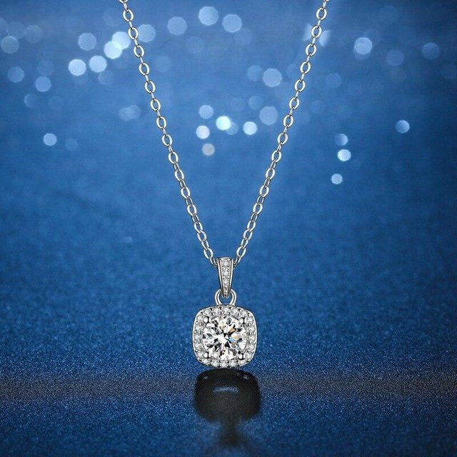 Halskette 925 Silber, Moissanite, Damen, blue - Bild 1