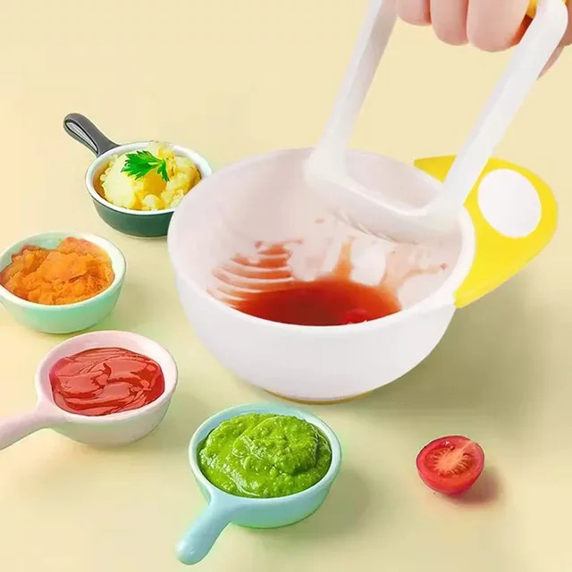 vvocci 2-teiliges Schüssel-Set zum Zerkleinern und Servieren von Babynahrung in Gelb und Weiß - Bild 1