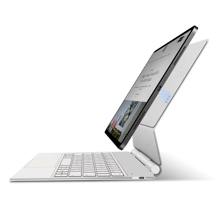 AJIUYU Pogo Pin Magic Keyboard Hülle für iPad Pro 11 und 13 Zoll sowie iPad Air 4/5/6 11 und 13 Zoll in Weiß mit Smart Multi-Touch Tastaturabdeckung Folio - Bild 4