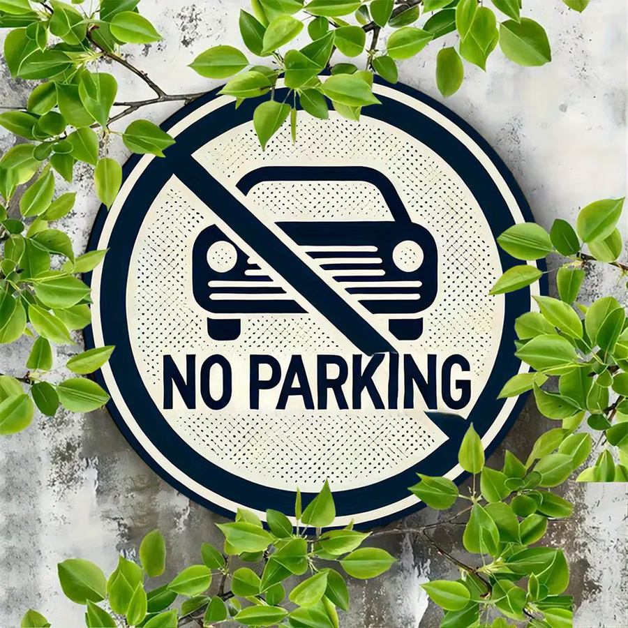 Potdemiel Vintage No Parking Here Rundes Aluminiumschild in Weiß, Durchmesser: 19,81 cm - Bild 4