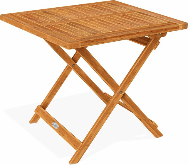 Casaria Klappbarer Gartentisch aus Akazienholz in Braun, B/T/H: 70 x 70 x 73 cm - Bild 1