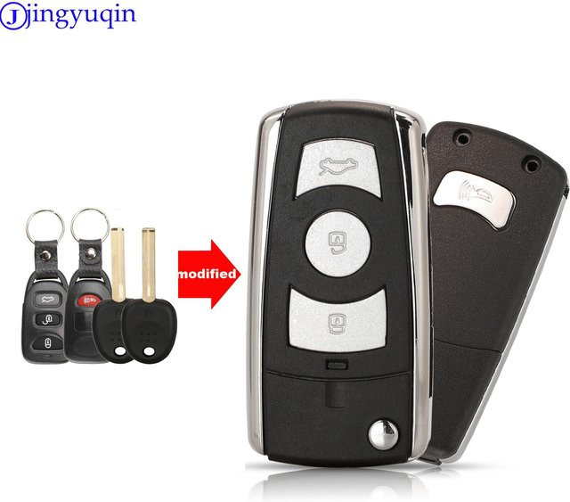 Jingyuqin Ersatz Gehäuse für Hyundai Accent 2016 und Sonata Limited 2011, 4 Tasten Flip Remote Key Shell Abdeckung, Schwarz - Bild 1
