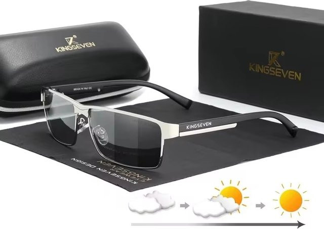 KINGSEVEN Sonnenbrille, quadratisch, polarisiert, Unisex, schwarz - Bild 1
