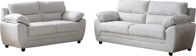 Vente-unique Couchgarnitur Manoa in Beige bestehend aus einem 2-Sitzer und einem 3-Sitzer aus Stoff, Breite: 163 cm, Breite: 201 cm - Bild 1
