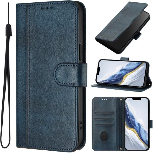 Retro Leder Klapphülle mit Magnet und Geldbörse für Samsung Galaxy XCover 7, 6 Pro, 5, 4, 4S in Blau - Bild 1