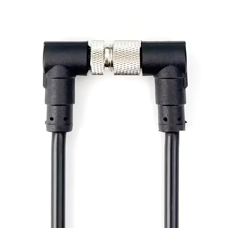 DIVEDEER M12 Luftfahrt Stecker und Buchse Set mit Draht, Wasserdicht, Gerade und Ellenbogen Ausführung, PVC Sensor Verlängerungskabel, Schwarz, Länge: 10 m - Bild 4
