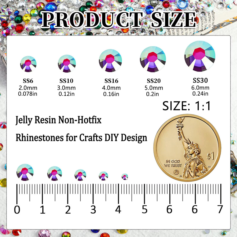 6 Beutel blaue Harz-Strasssteine für Bastelarbeiten und Nagelkunst, gemischte Jelly-Strasssteine in 3mm, 4mm und 5mm - Bild 4