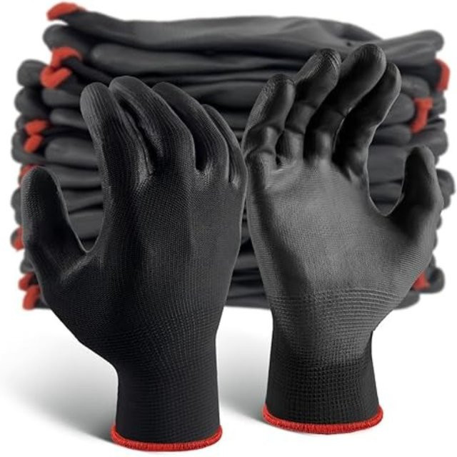 Schwarze PU-beschichtete Nylon-Arbeitshandschuhe mit Anti-Slip-Funktion für Gartenarbeit und Reparaturen - Bild 1