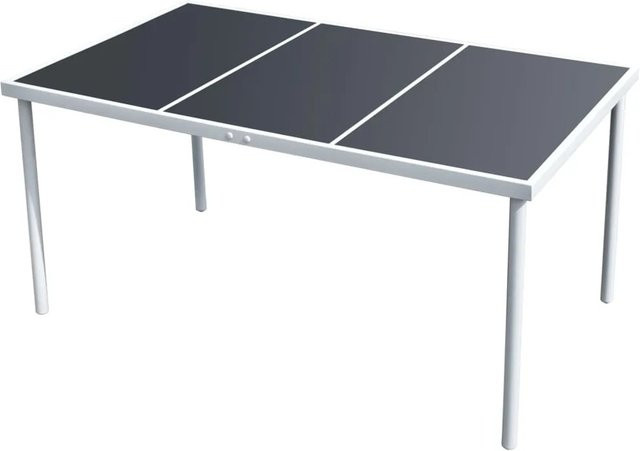 vidaXL Gartentisch mit Glasplatte aus Stahl in Schwarz und Grau, B/T/H: 150 x 90 x 74 cm - Bild 1