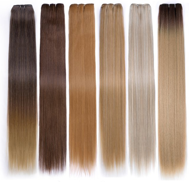 Synthetische Haar Extensions, Ombre Blonde, Glatt, 24 Zoll - Bild 1