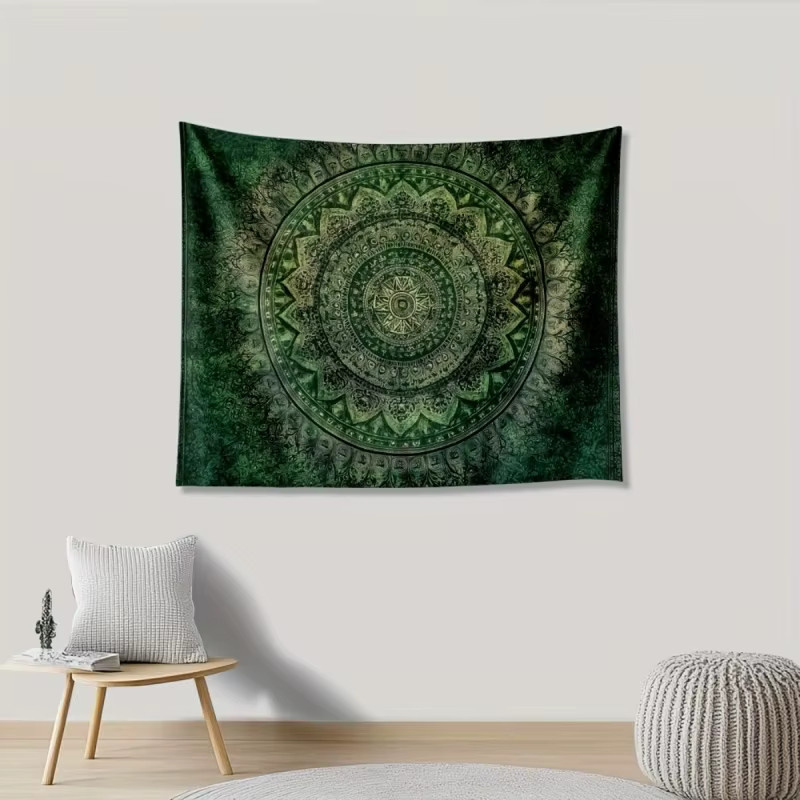 VIKAMA Boho Wandbehang mit grünem Mandala- und Blumenmuster als dekorative Wandkunst - Bild 5