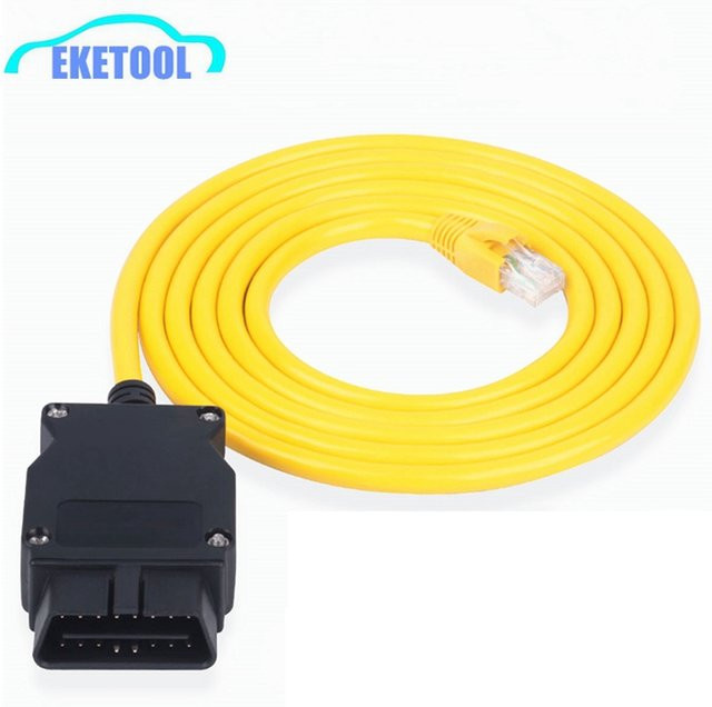 EKETOOL 10er Set Professionelles Ethernet zu OBD 16Pin Interface Kabel F-Serie für BMW ENET ICOM Codierung in Gelb - Bild 1