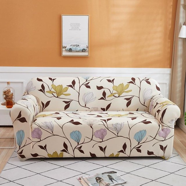 BC-Warm Home All-Inclusive Sofabezug mit floralem Druck, hochelastisch, Beige, Breite: 90-140 cm - Bild 1