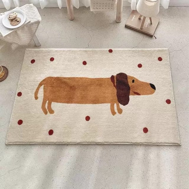 VIKAMA Hundematte aus gewaschenem Imitations-Kaschmir in Beige, rutschfest und maschinenwaschbar, B/T: 60 x 40 cm - Bild 1