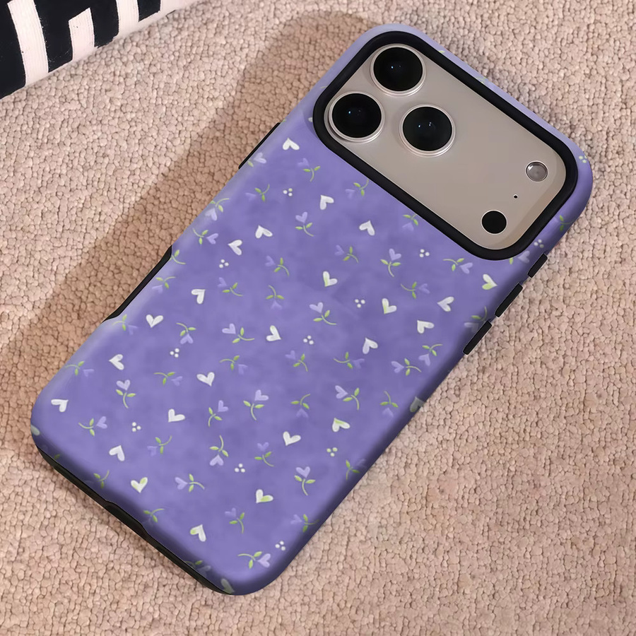 Potdemiel Magnetische Handyhülle mit Herz- und Blatt-Design in Lila für iPhone 17 16 15 14 13 Pro Max Plus, Robuste Doppelschichtige Hülle - Bild 5