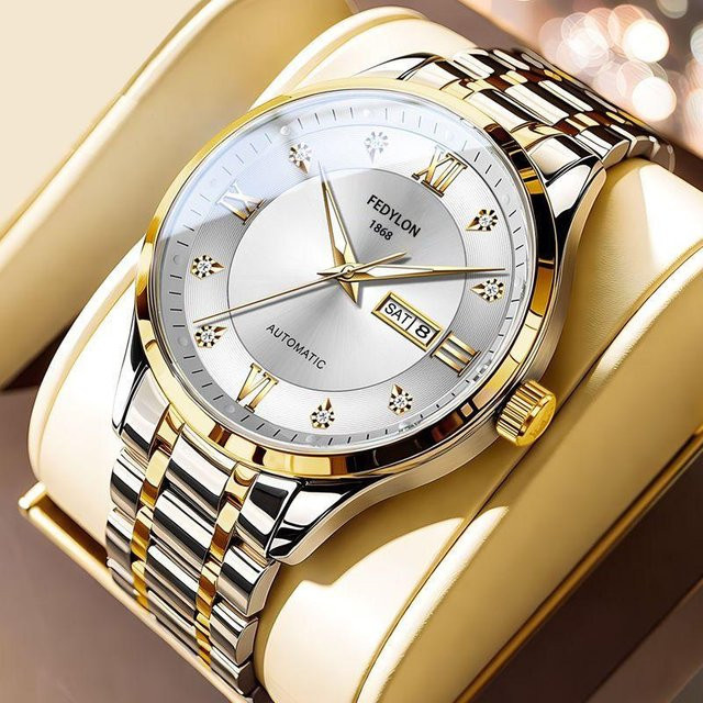YIRAN Jewelry Armbanduhr Quarz, Edelstahl, Bicolor, Herren - Bild 1