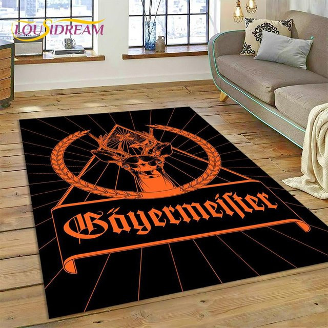 Rutschfester Jägermeister Elch Teppich in Schwarz für Wohnzimmer und Schlafzimmer, B/T: 70 x 100 cm - Bild 1
