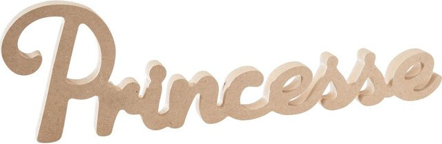 Gomille Wanddeko Schriftzug Princesse in Braun aus Holz und MDF - Bild 1