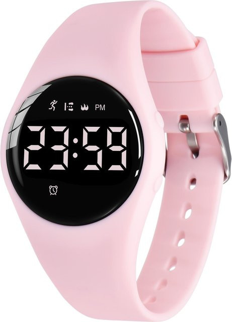 Digitale Fitness-Uhr für Kinder als Aktivitätstracker mit Schrittzähler und Alarm, wasserfest, Farbe: Weiß - Bild 1