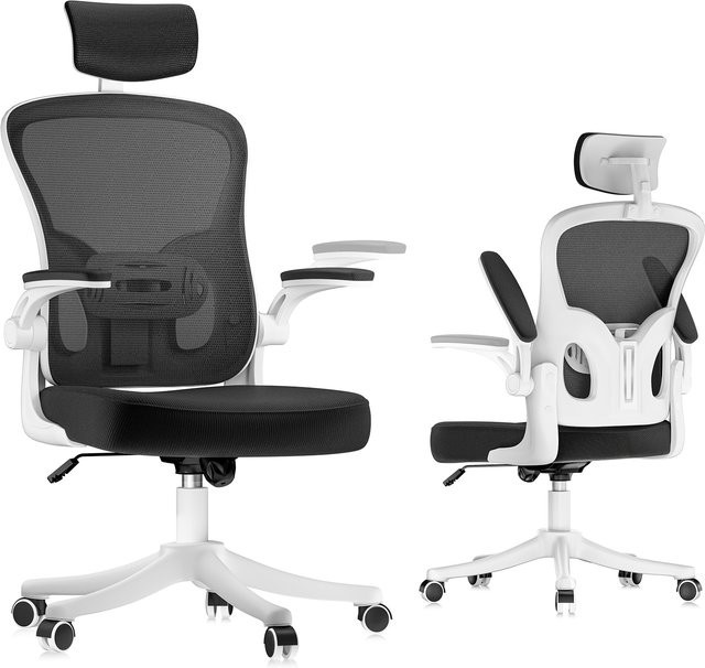 GartistGO Ergonomischer Bürostuhl in Grau mit Kopfstütze, verstellbaren Armlehnen und atmungsaktivem Mesh-Element für dein Home-Office - Bild 1