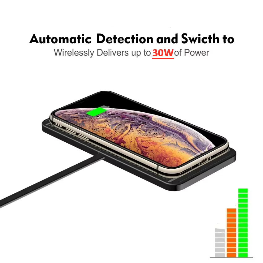 VIKEFON Kabelloses Autoladegerät in Schwarz für iPhone, Samsung und Xiaomi als Schnelles Ladedock und Ladeständer - Bild 3
