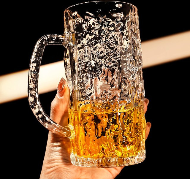 Bierglas mit Gletscher-Rindenmuster aus Glas in Transparent, Höhe: 15,7 cm, Durchmesser: 7,5 cm - Bild 1