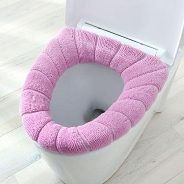 Yiran Furniture Toilettensitzwärmer in O-Form, waschbares Polsterkissen aus Baumwolle und Acryl, Rosa - Bild 1