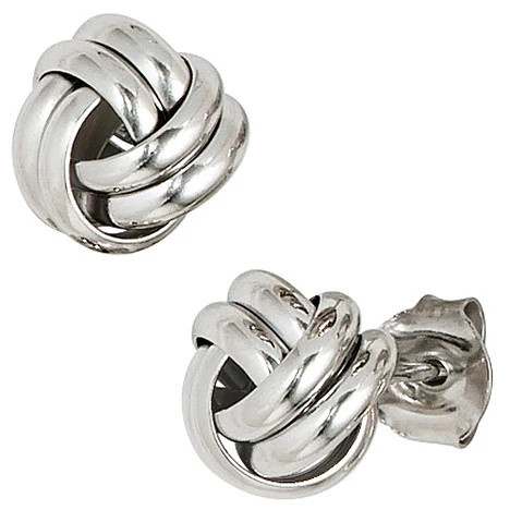 Colfem Ohrstecker Knoten, 925 Sterling Silber, rhodiniert, Unisex - Bild 1