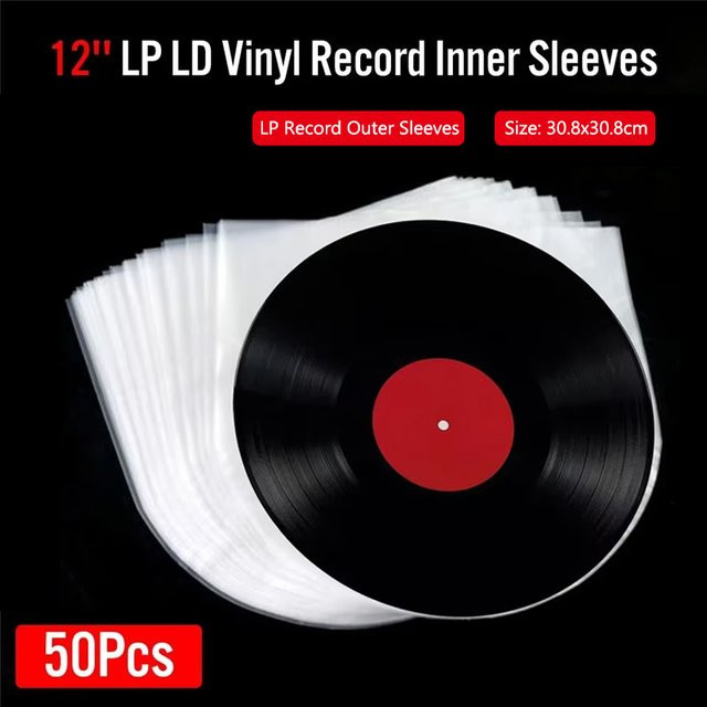 50 Stück luxuglow Vinyl-Schallplatten-Schutzhüllen aus transparentem Kunststoff, antistatische LP-Schutzhüllen für innere und äußere Abdeckung, 12 Zoll - Bild 1