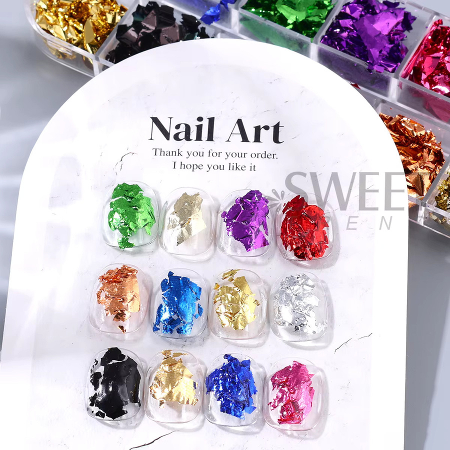 Sweet Trend Nageldekoration, Metallic, Gold Silber, 12 Gitter - Bild 5