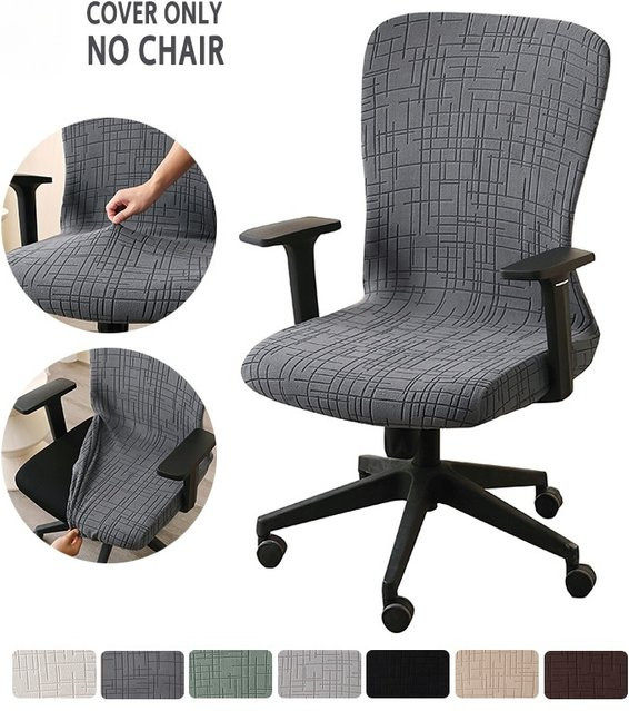 WANERQU Jacquard Sitzbezug für Bürostühle und Sessel, elastischer Stretch-Schonbezug in Grau mit grafischem Design, waschbar - Bild 1