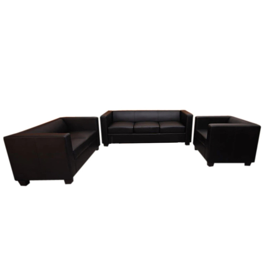 MCW Sofagarnitur Lille 3-2-1 Set aus Kunstleder in Schwarz, moderne Polstergarnitur für dein Wohnzimmer - Bild 2