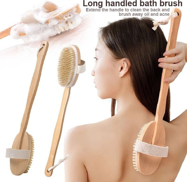 Holzbürste mit langem Griff, Rückenbürste und abnehmbarer Handbürste, Unisex - Bild 1