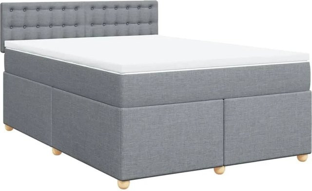 vidaXL Boxspringbett mit Matratze Hybrid-Design in Hellgrau, B/T/H: 140 x 190 x 100,5 cm - Bild 1