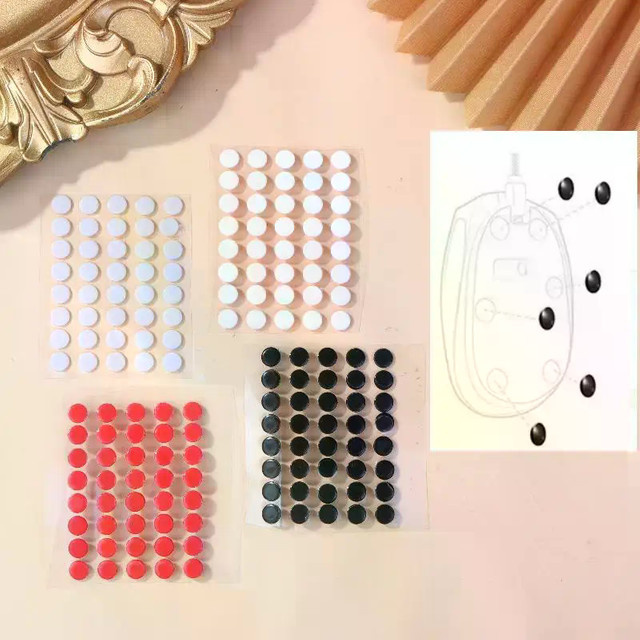 40 Stück universelle Mausfüße Gleitfüße Aufkleber in Blau und Multicolour mit 6,5 mm Durchmesser und 0,8 mm Dicke - Bild 1