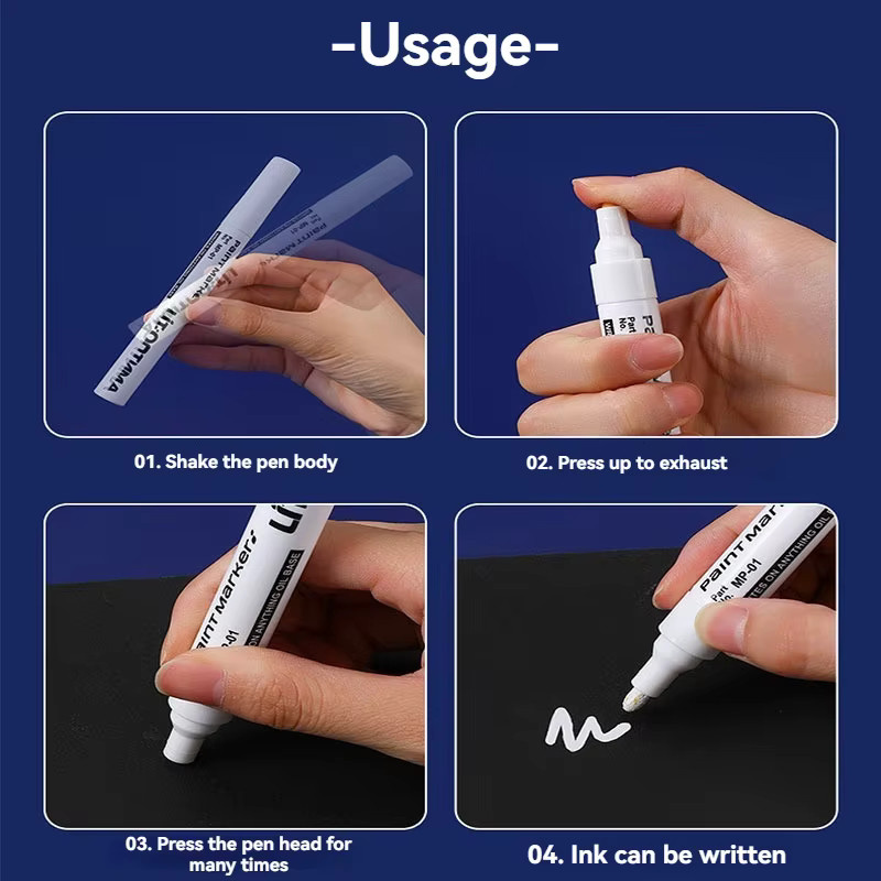 Kissbuty Permanent-Farbmarker Set mit 12 Farben, wasserfeste Markierungsstifte für Reifenprofil, Gummi, Stoff und Metall, Farbe: Weiß und Mehrfarbig - Bild 6