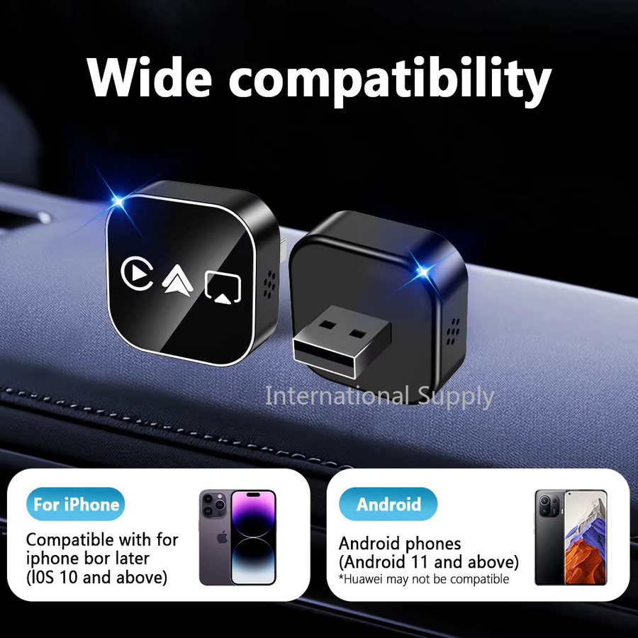 NUOYING 4-in-1 Kabelloser CarPlay Adapter mit Android Auto, Mirror Link und WiFi/Bluetooth Verbindung in Schwarz - Bild 2