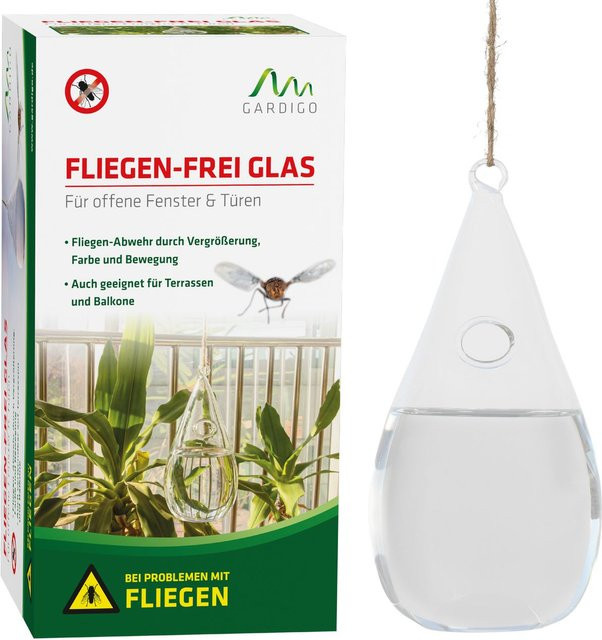 Gardigo Insektenvertreiber Fliegen-Frei aus Glas in Tropfenform, transparent mit Regenbogeneffekt, Durchmesser: 10 cm, Höhe: 20 cm - Bild 1