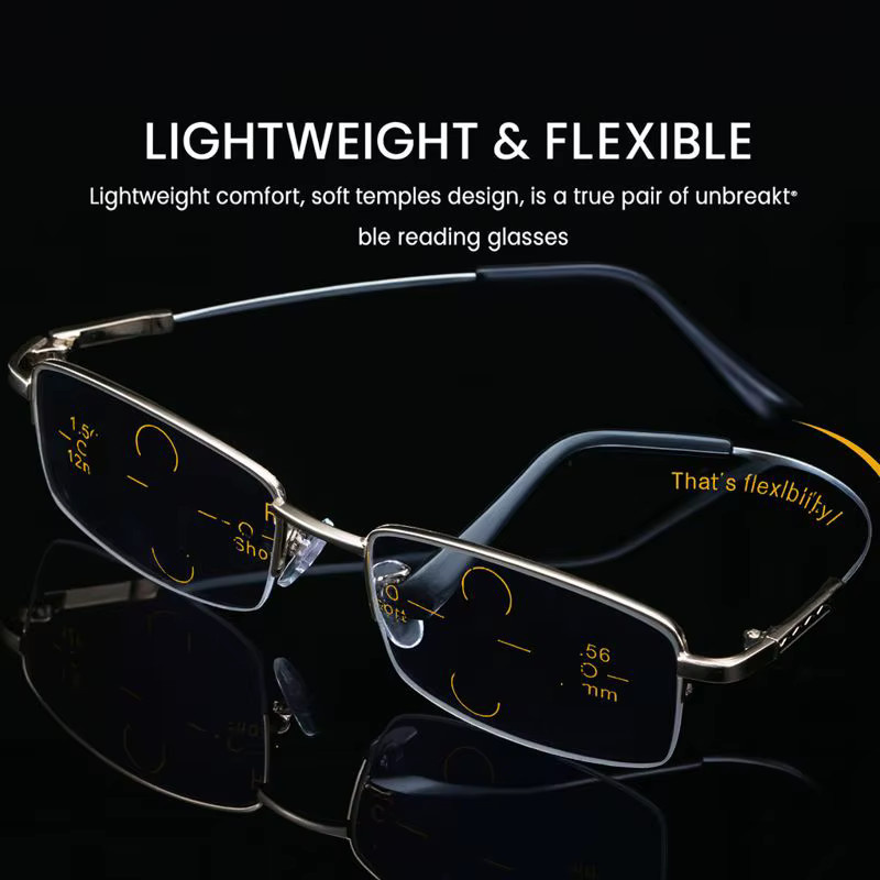 3-in-1-Funktions-Lesebrille, Titanlegierung, rectangular, +100 bis +400 - Bild 2