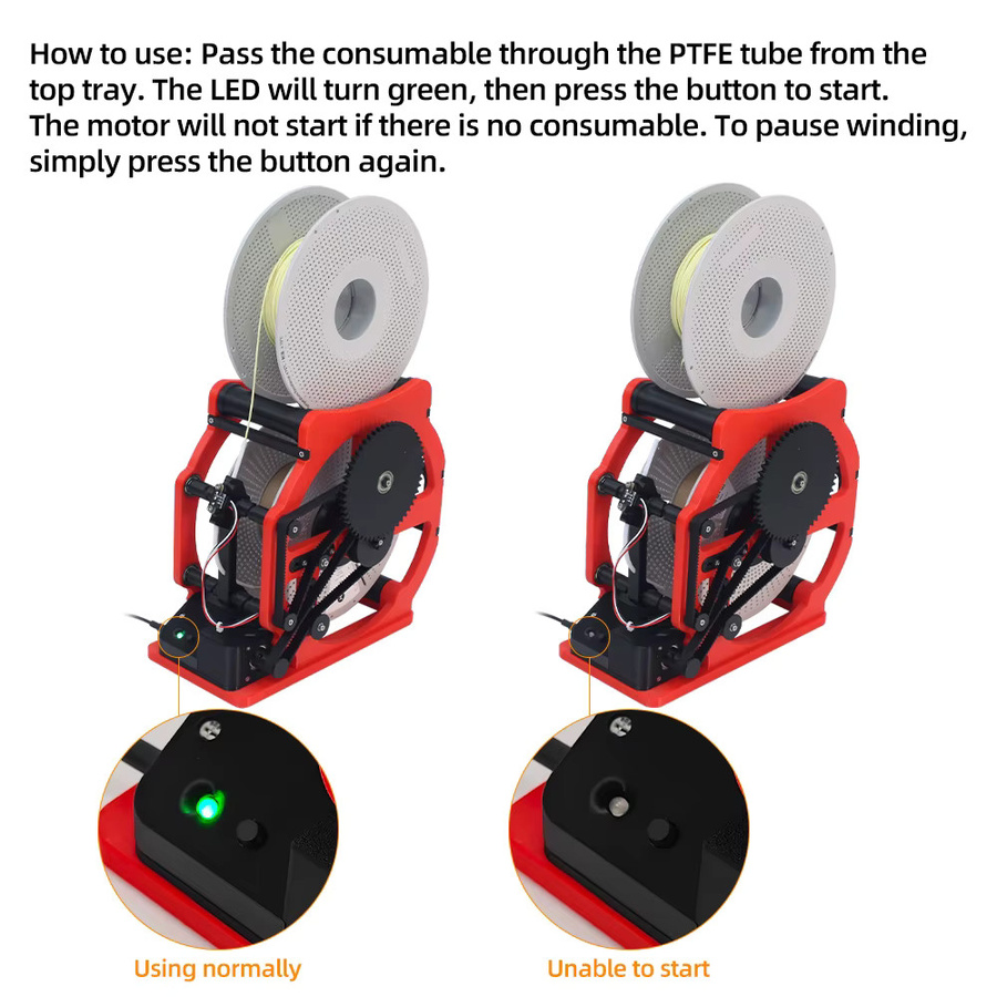 FYSETC Motorisierter Filamentwickler für PLA, PETG und ABS, kompatibel mit Voron, Creality und Bambu Lab, erhältlich in Schwarz, Grün oder Rot - Bild 4