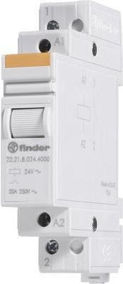 Finder Industrierelais 22.23.8.012.4000 mit 12 V/AC Nennspannung und 20 A Schaltstrom, 1 Schließer und 1 Öffner, Farbe: Weiß - Bild 1