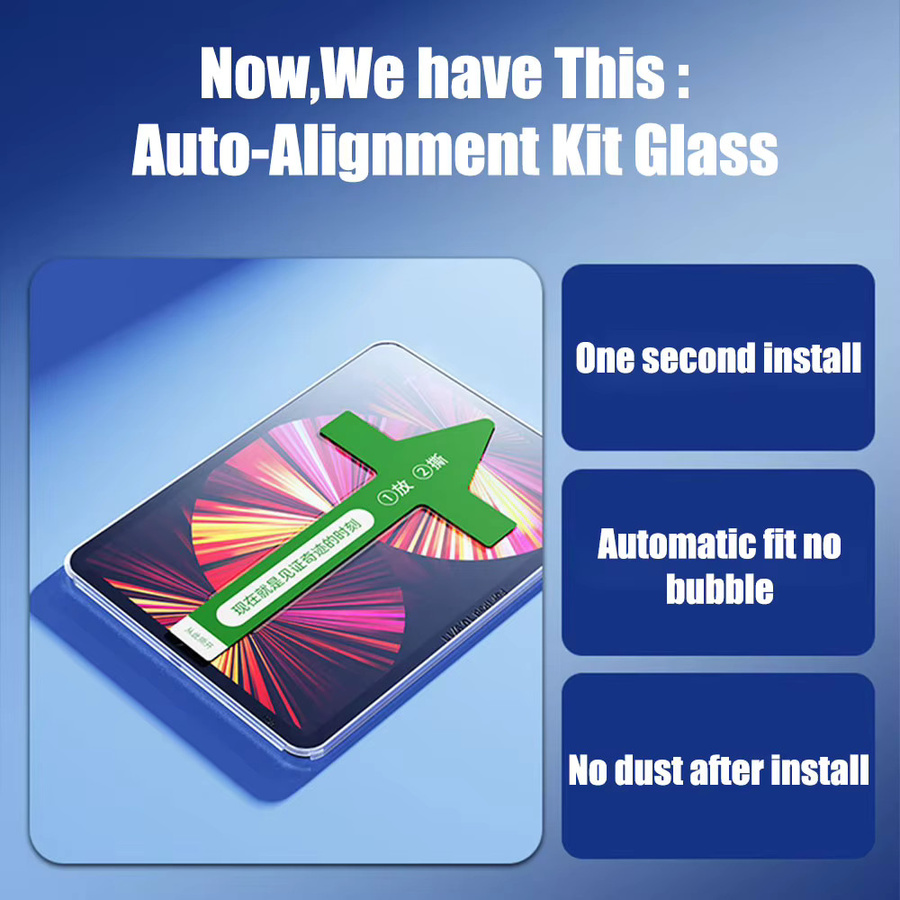 Auto Install Kit Displayschutzfolie aus gehärtetem Glas für Apple iPad Pro, iPad Air und iPad Mini, transparent - Bild 2